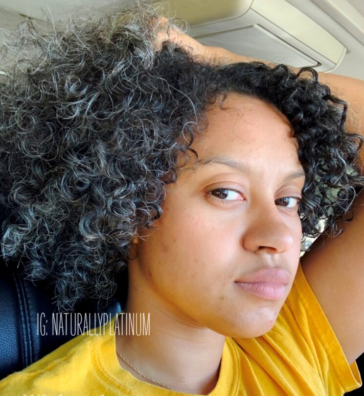 young gray curly hair woman african american transition story www.sparklingsilvers.com