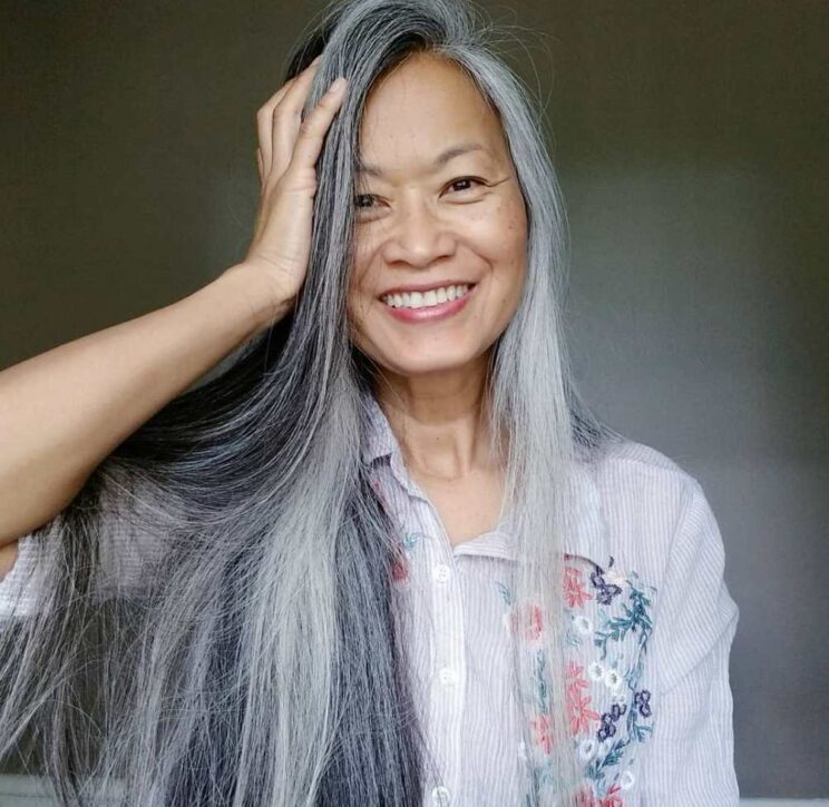 Long gray hair