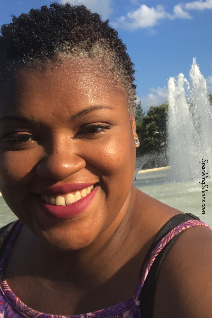 Afro American woman with gray hair
