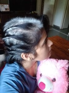 anjana's grey hair demarcation line gray indian india asian silver hair woman www.sparklingsilvers.com