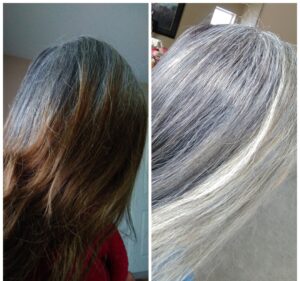before and after gray hair bleaching sparklingsilvers