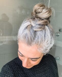 High Bun Gorgeous Gray Hair styles