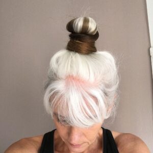 High Bun  Gray Hair style