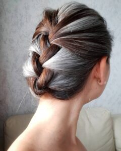 Braided Bun Long hair Gorgeous Gray Hair styles