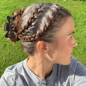 Side Twin french braids Gorgeous Gray Hair styles