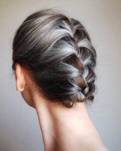 French Braid bun Gorgeous Gray Hair styles