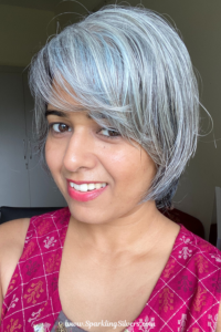 Shiny Grey Hair With Oiling And Massage