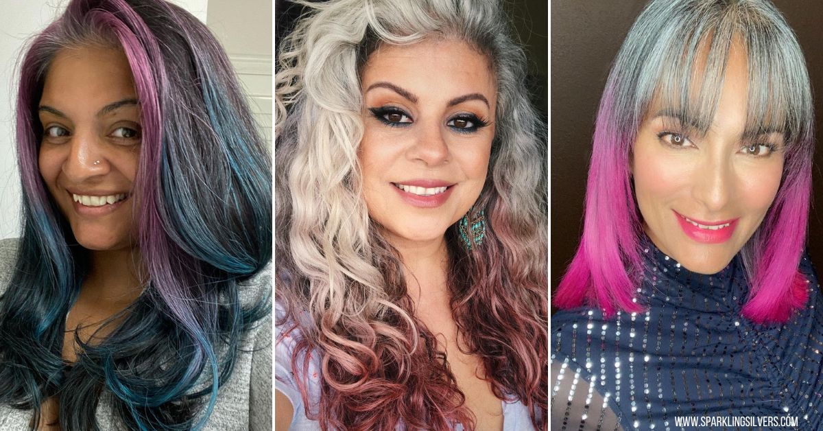 How to Use Vibrant Hair Colours on Natural Gray Hair - SparklingSilvers