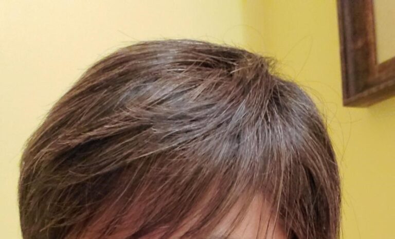 After picture of semi permanent hair color on grey hair