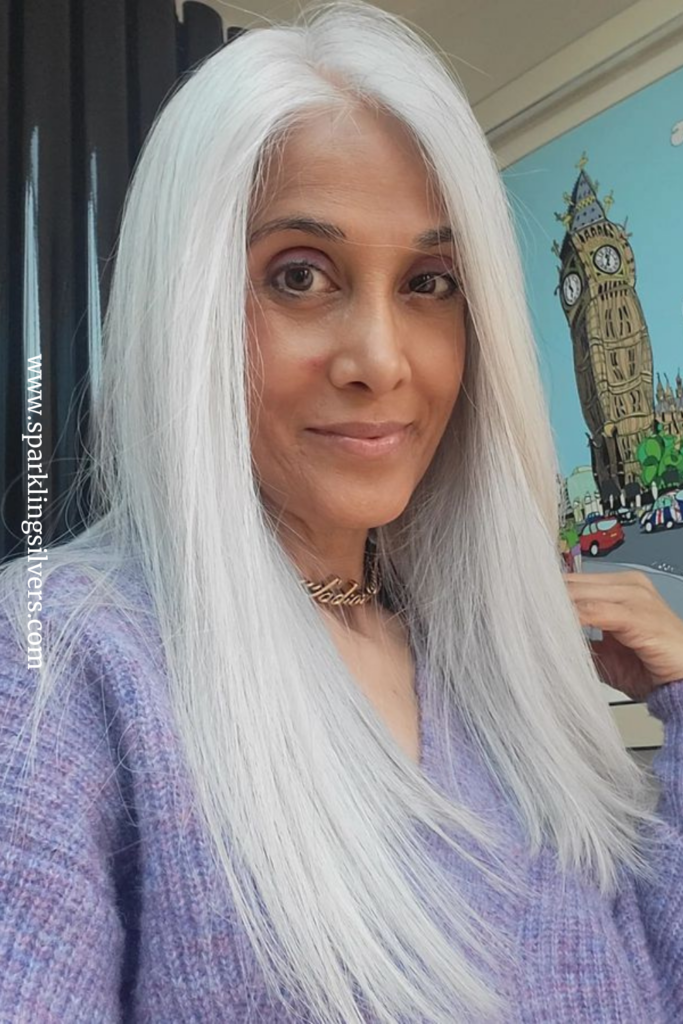 Fauzia's Black to White Hair Transition - SparklingSilvers