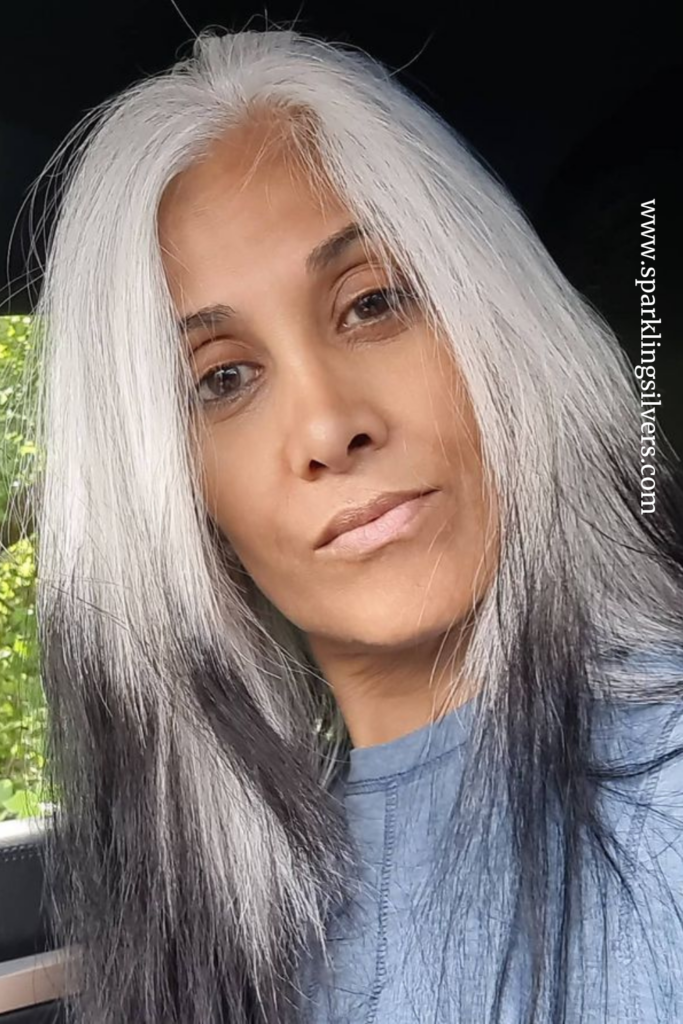 Fauzia's Black to White Hair Transition - SparklingSilvers