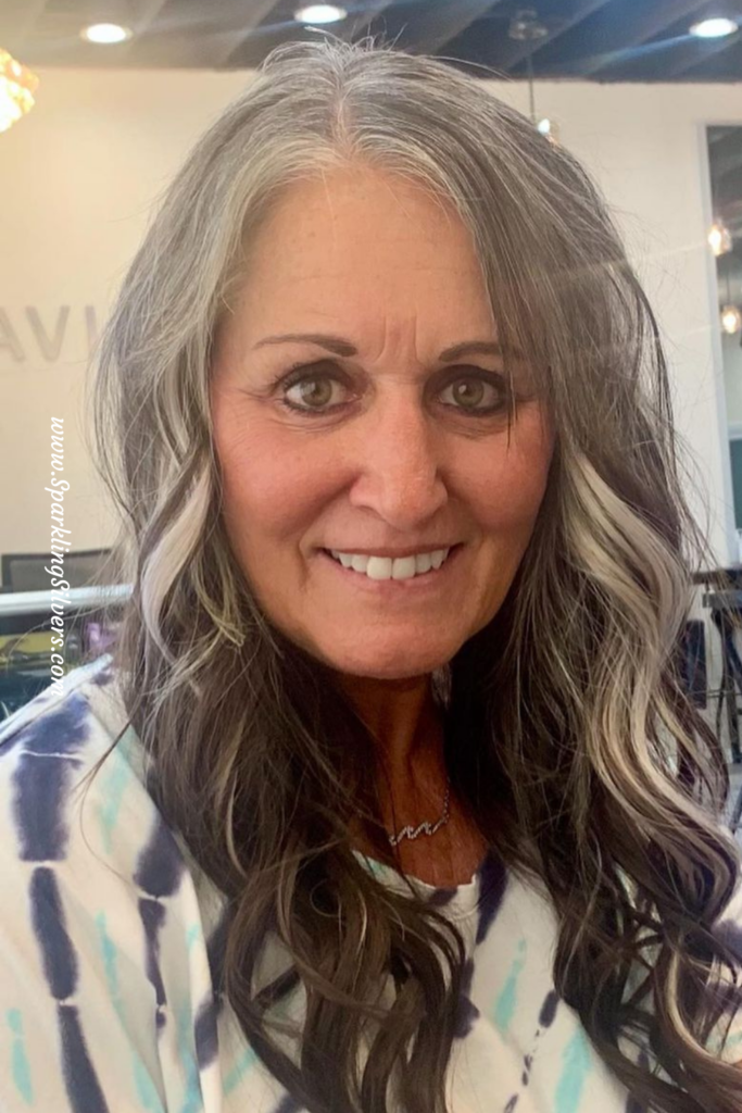 Silver clip-in hair extensions