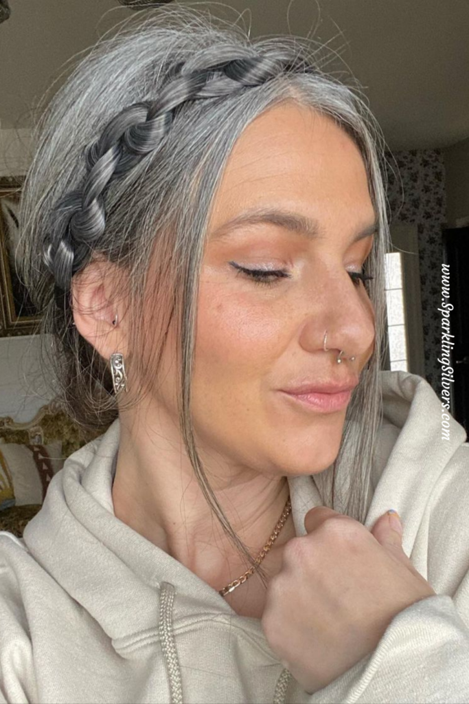 Gray hair braid headband