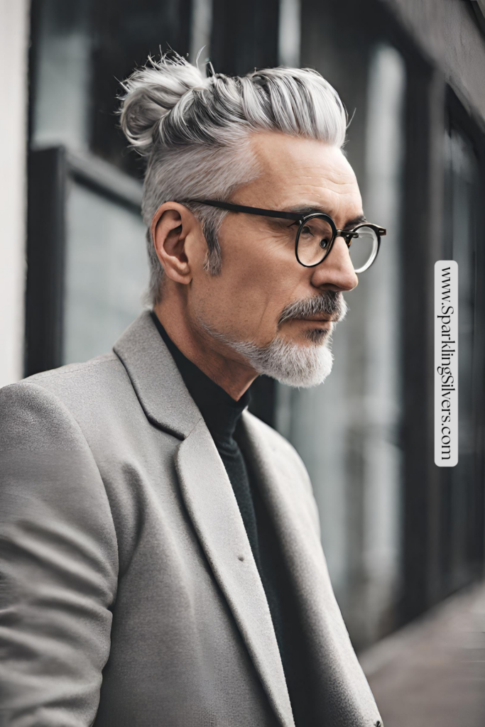 image of a man with gray hair bun