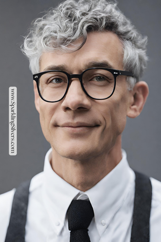 image of a man with curly fringe and specs on
