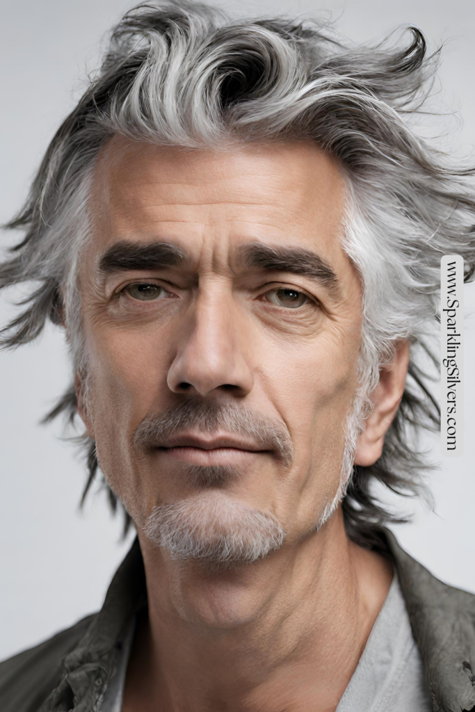 image of a man with a messy gray hairstyle