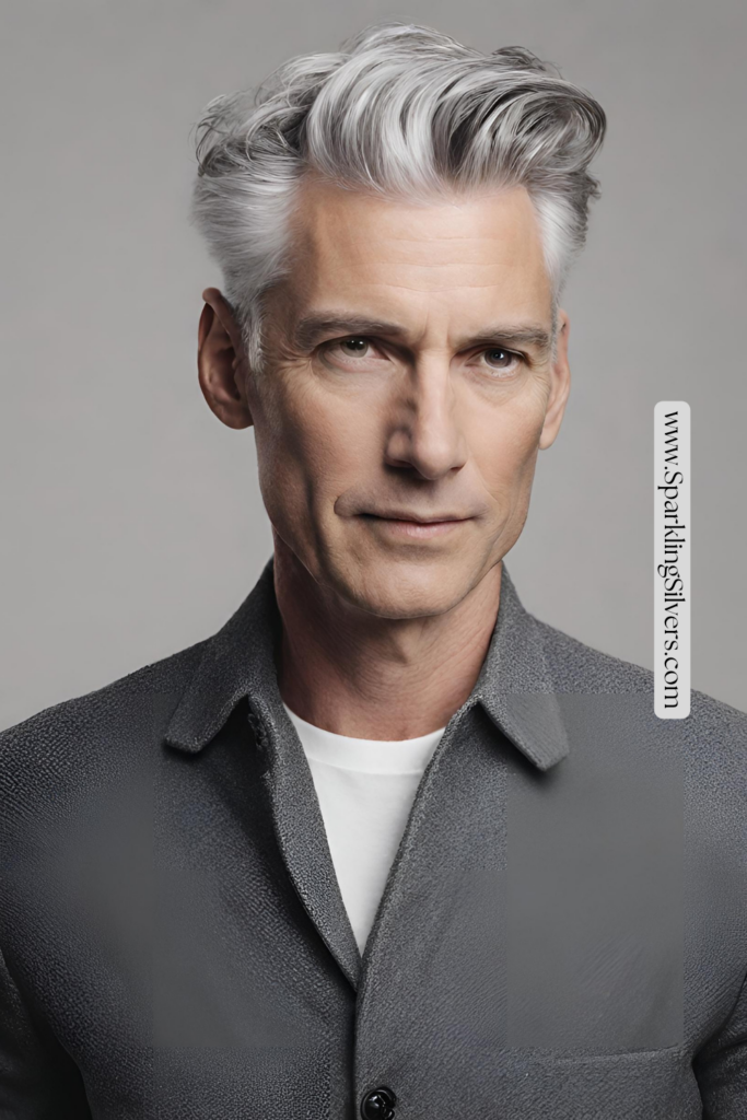 Image of a man with a simple gray hairstyle
