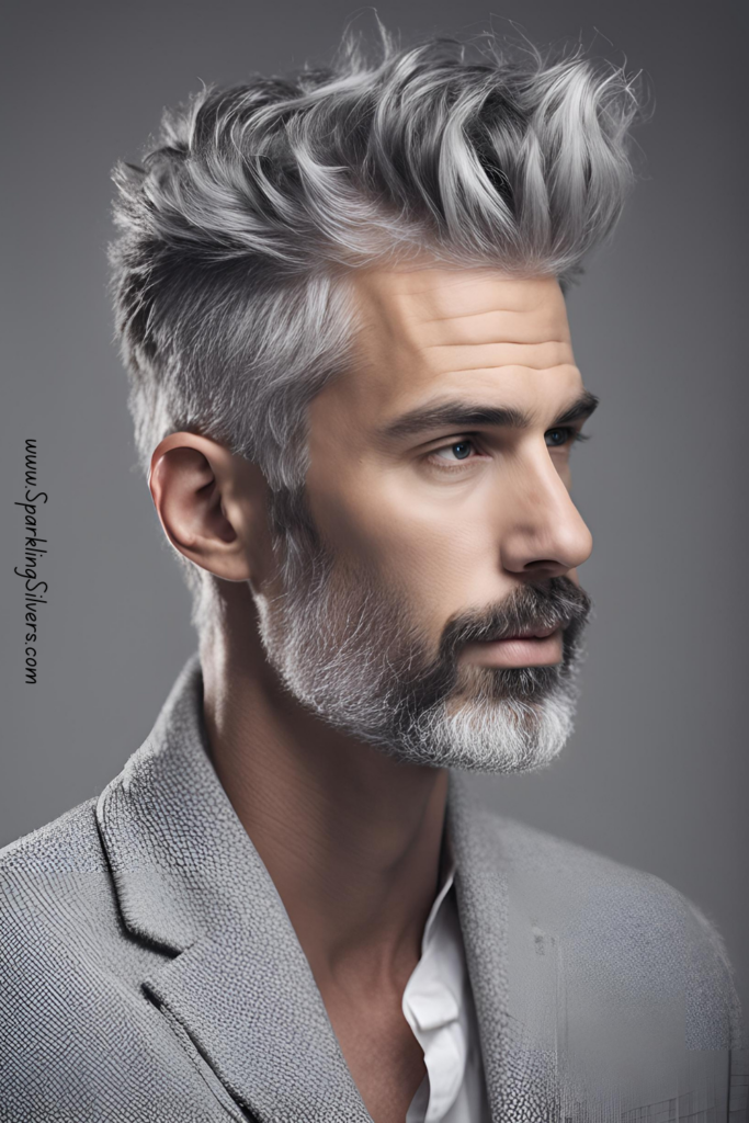 a man with a grey hairstyle
