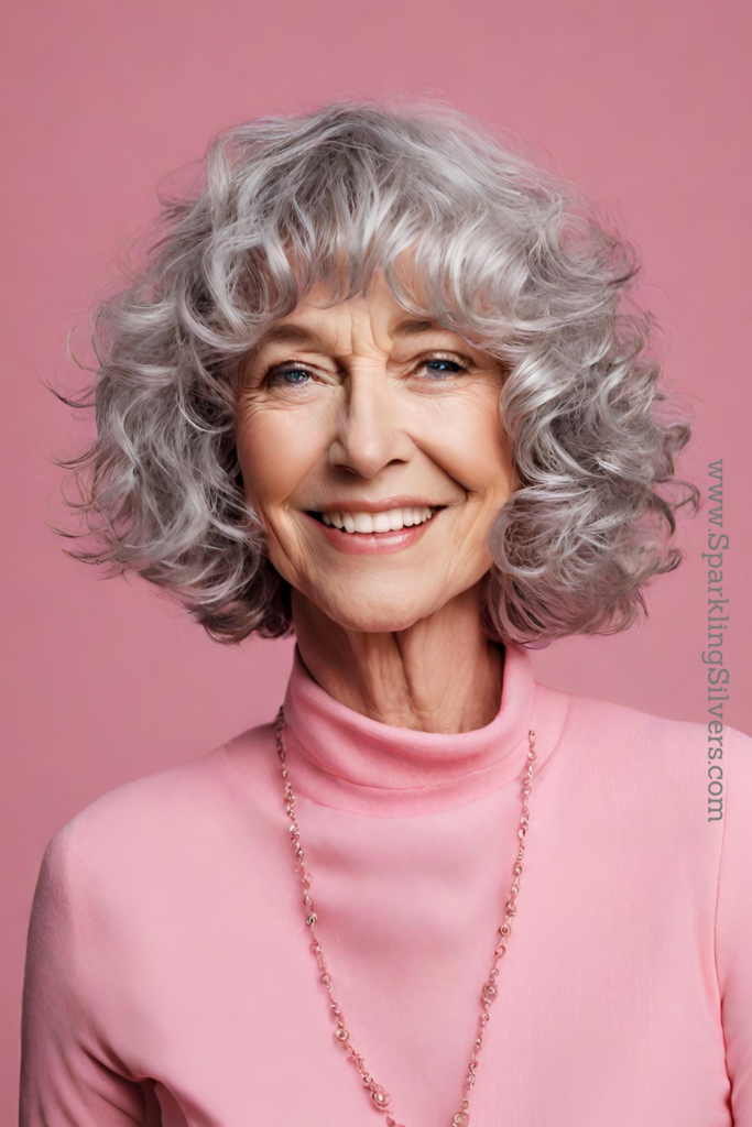 Image of a old woman with short curly gray hair