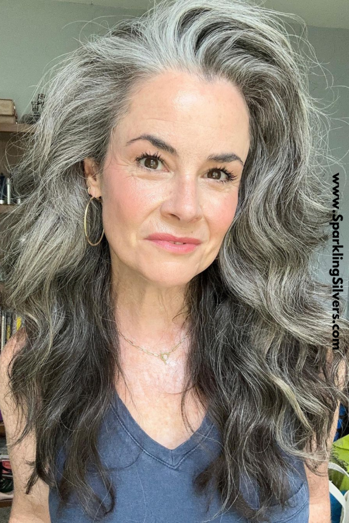 long curly gray hairstyle