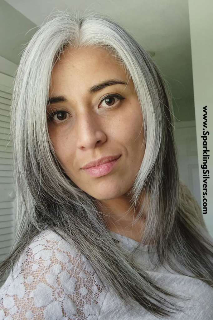 long layered gray hairstyle