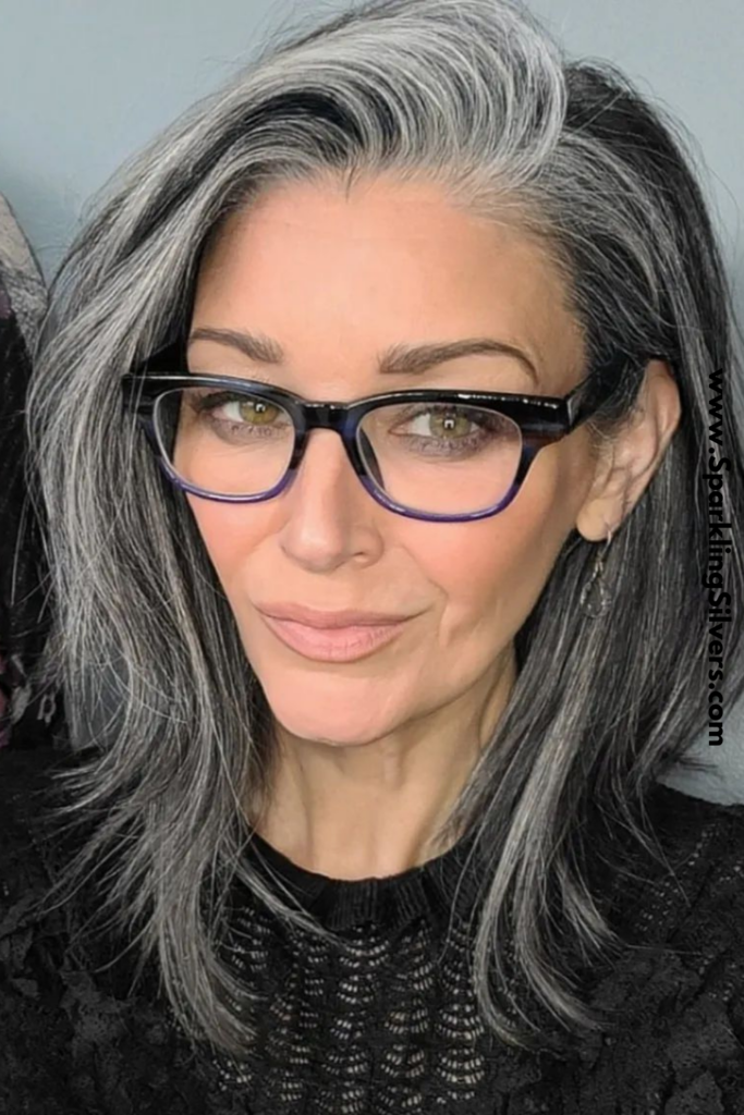 Mid length gray hairstyle