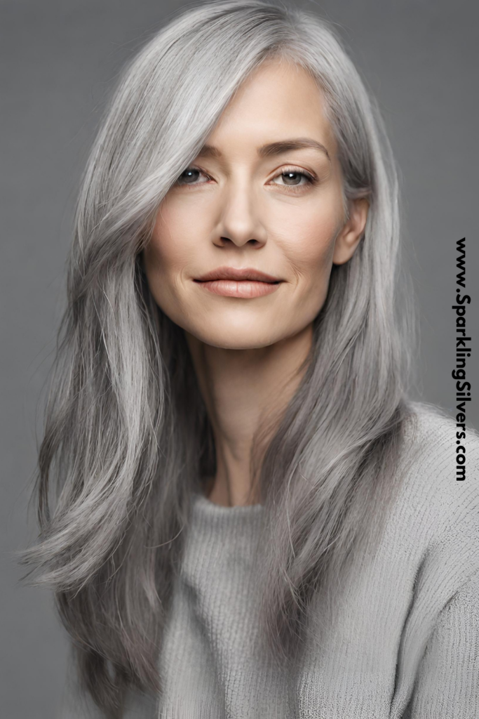 Long thin grey hairstyle