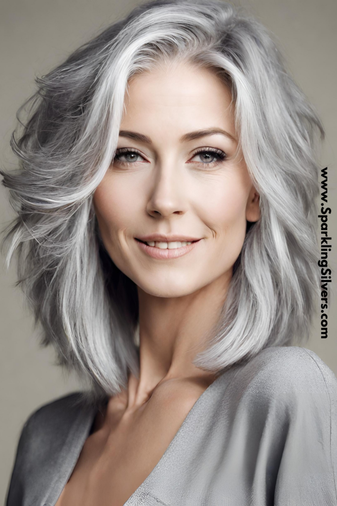 Long grey hair with steps