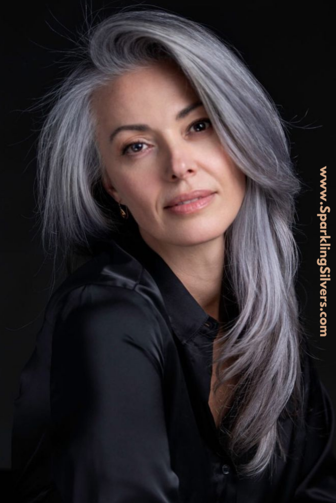 Beautiful long gray hairstyle