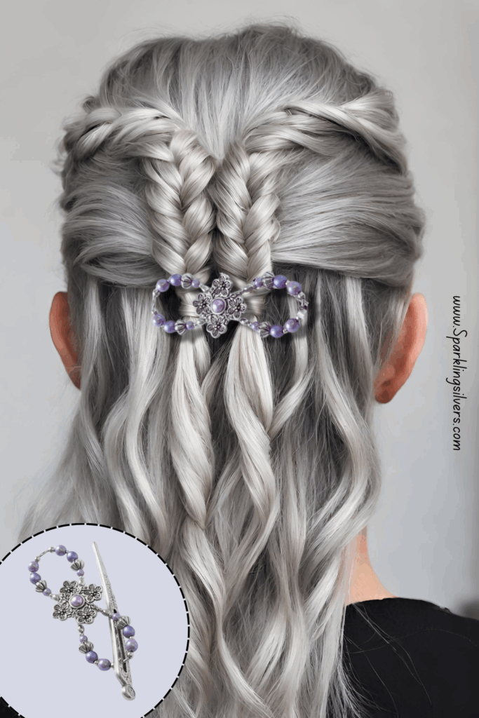 Braided grey hairstyle