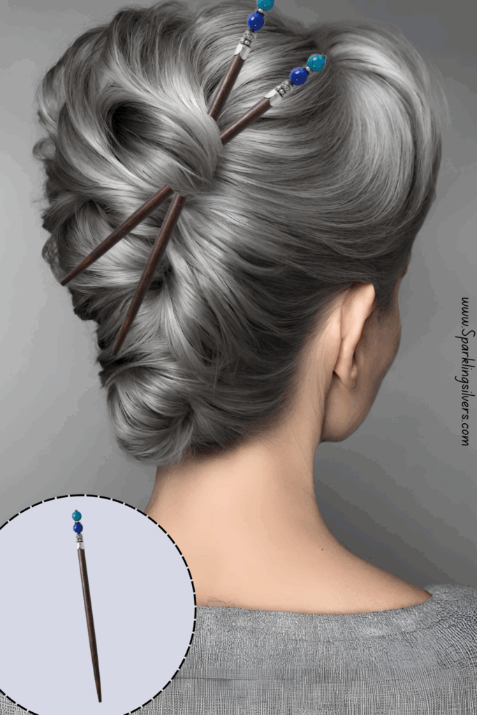 Gray hair french twist