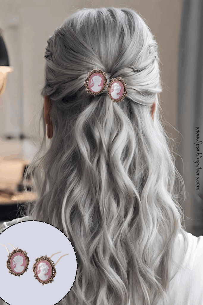 Grey hairstyle with U pin