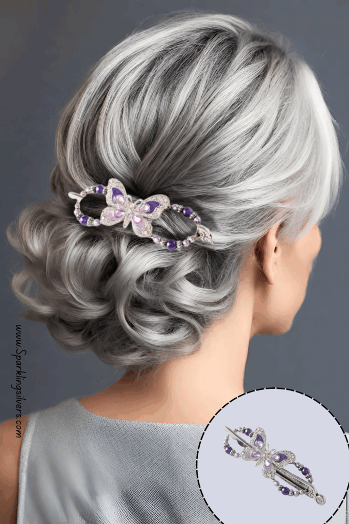 Messy Gray Hair Bun