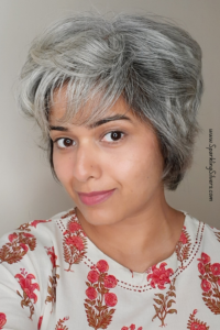 Long grey pixie cut