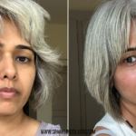 Keartin treatment on grey hair before and after