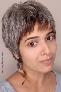 Very short grey pixie hairstyle