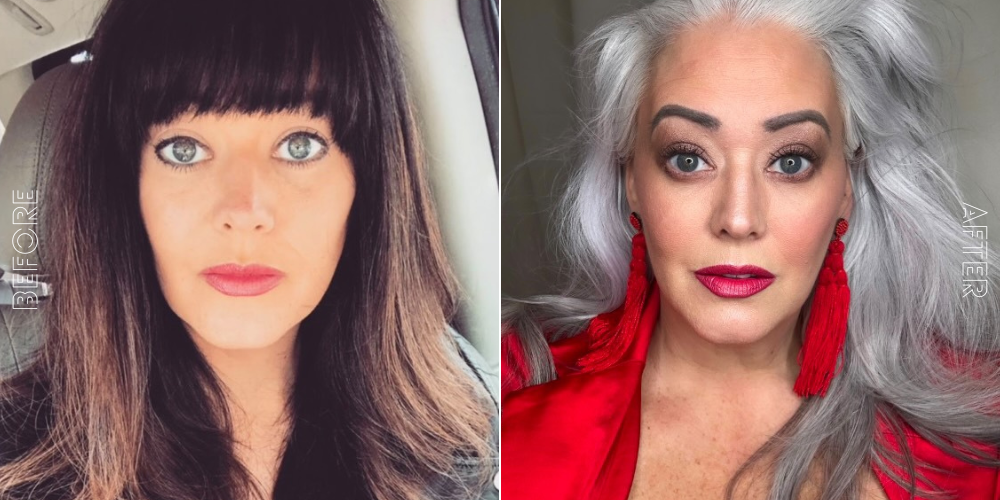 Silver hair before and after photo