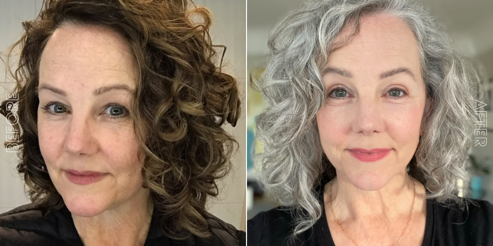 Silver hair before and after photo