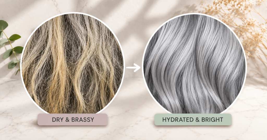 Is your gray hair actually brassy—or just dry